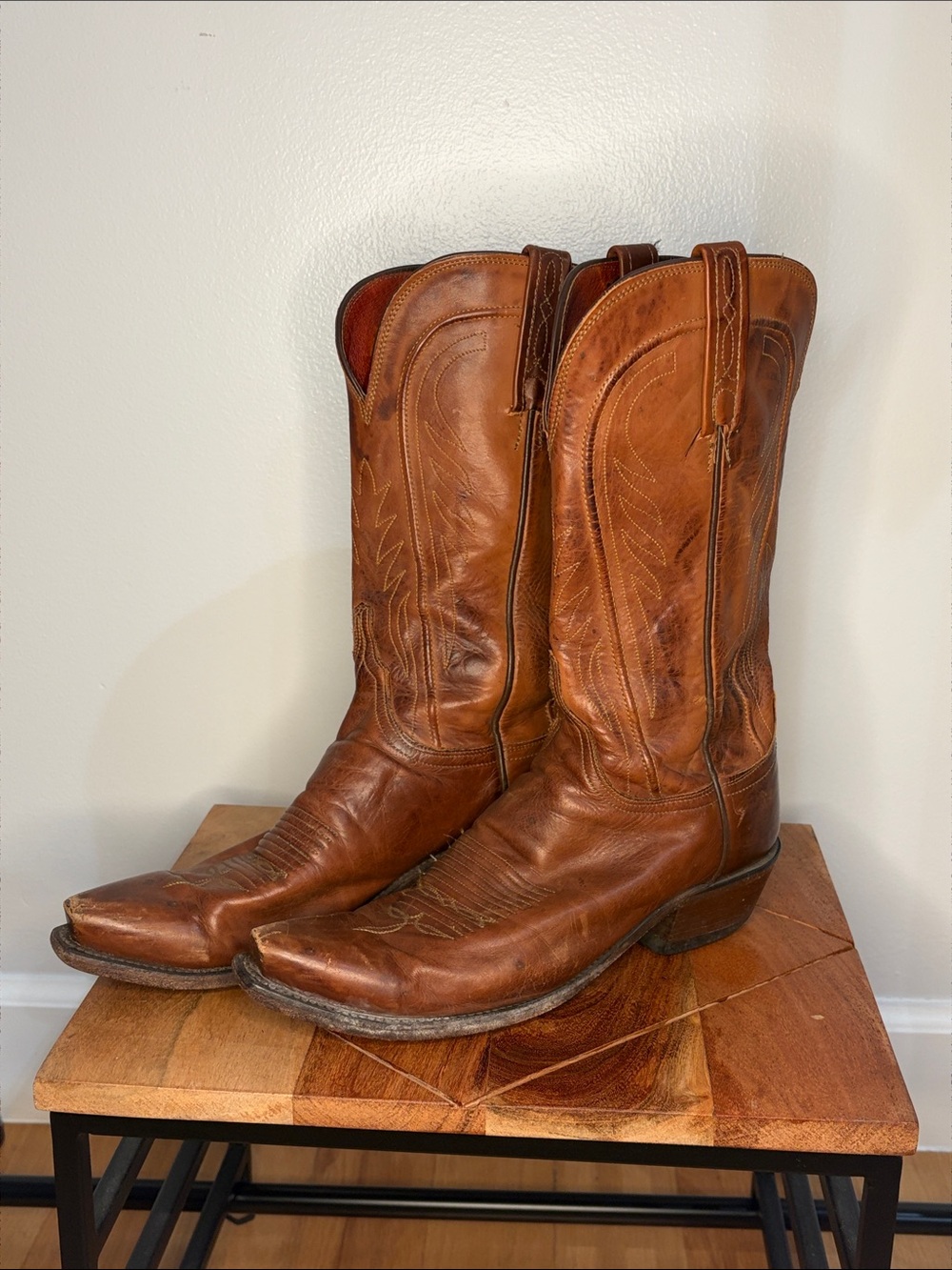 Lucchese Cognac Brown Leather Western Boots